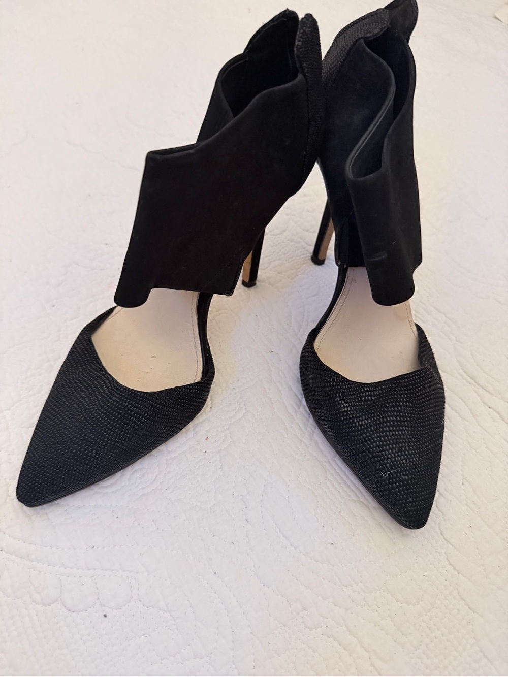 Vince Camuto Black Pointed D'Orsay Stiletto Ankle Boots